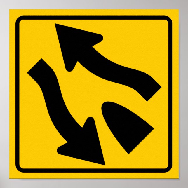 Divided Highway Ends Highway Sign (Front)