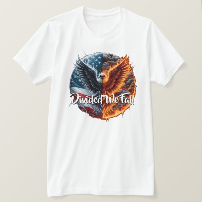 Divided We Fall USA Burning T-Shirt (Design Front)