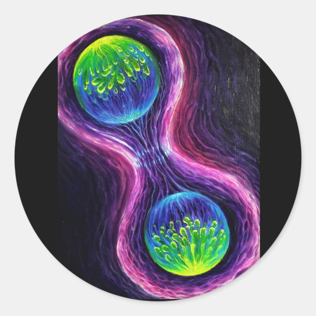 Dividing cells classic round sticker (Front)