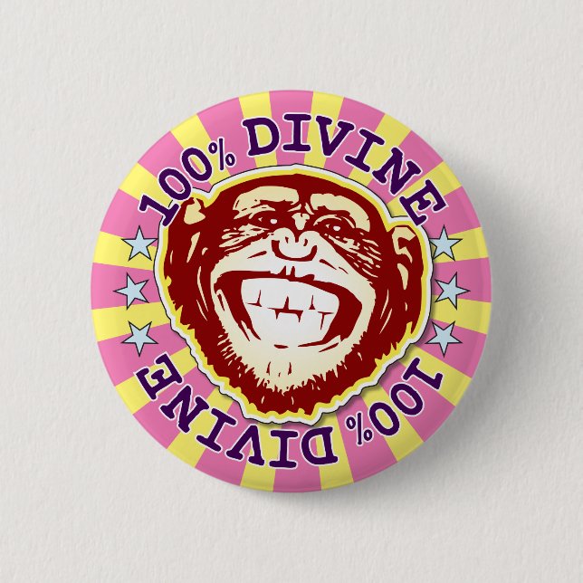 Divine 100% Funny Funky Monkey Badge (Front)