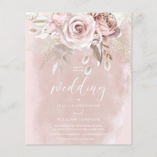 Divine Blush Dusty Rose Budget Wedding Invitation
