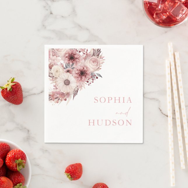 Divine Boho Blush & Rose Wedding  Napkin (Insitu)