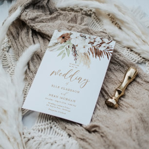 Divine Boho White Floral All Seasons Wedding Invitation