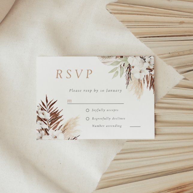 Divine Boho White Floral All Seasons Wedding RSVP Card (Creator Uploaded)