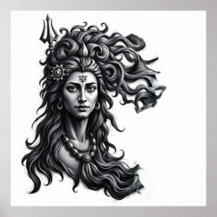 Divine Dance: Shiva Charcoal Art Poster