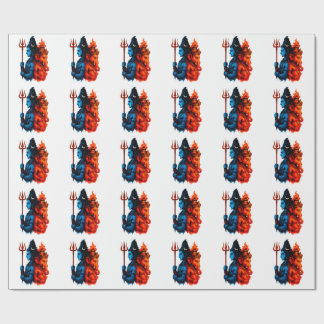 Divine Duality: Blue Shiva & Ganesha T-Shirt Wrapping Paper