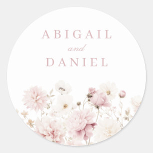 Divine Elegance: Blush Garden Floral Wedding  Classic Round Sticker