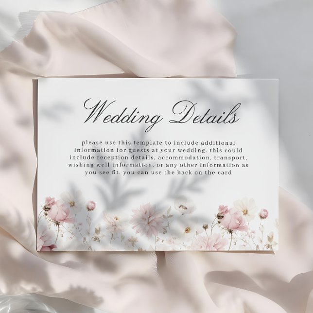 Divine Elegant Blush Garden Floral Wedding Details Enclosure Card (Creator Uploaded)