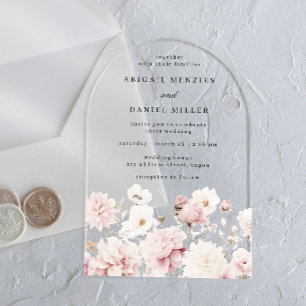 Divine Elegant Blush & White Floral Wedding Acrylic Invitations