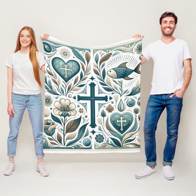 Divine Embrace Christian Symbol Fleece Blanket (In Situ)