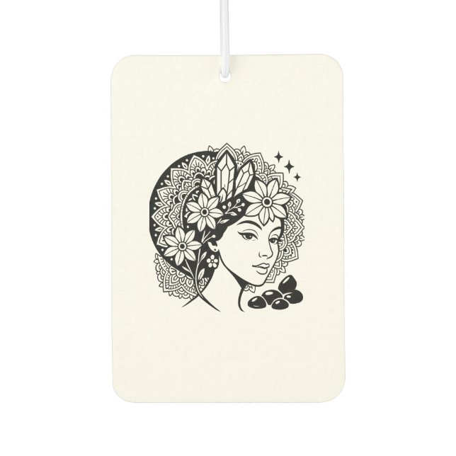 Divine Feminine Mandala Art Floral Crystal Goddess Car Air Freshener (Front)