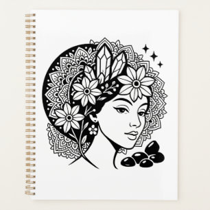 Divine Feminine Mandala Art Floral Crystal Goddess Planner