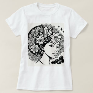 Divine Feminine Mandala Art Floral Crystal Goddess T-Shirt