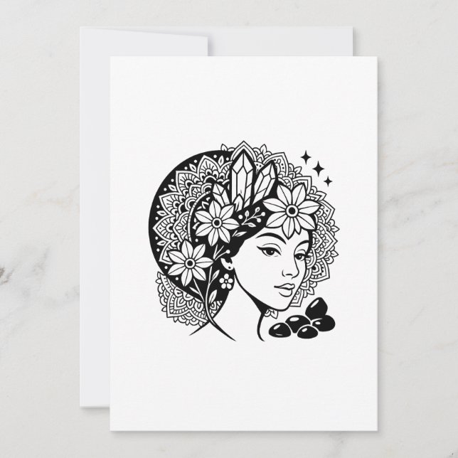 Divine Feminine Mandala Floral Crystal Invitation (Front)