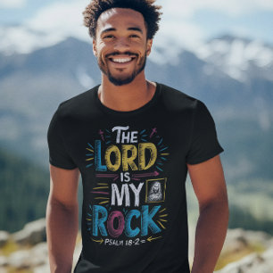 Divine Fortress: The Lord Is My Rock Bible Verse T-Shirt