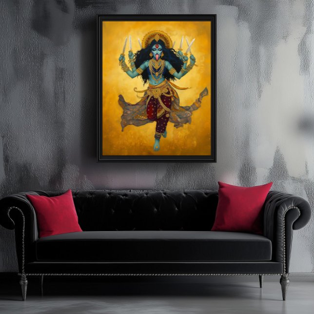 Divine Goddess Kali Surreal Gold Blue Red Art Poster (Creator Uploaded)