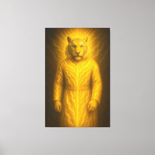 Divine Golden Tiger Guardian – Sacred Humanoid Spi Canvas Print