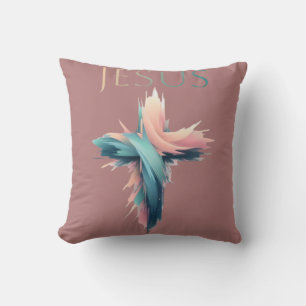 Divine Grace: The Artistic Cross of Jesus Cushion