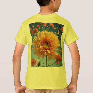 : "Divine Harmony: Lord Krishna & Blossoming Grace T-Shirt