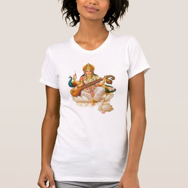 Divine Hindu Goddess Saraswati Creativity & Wisdom T-Shirt (Front)