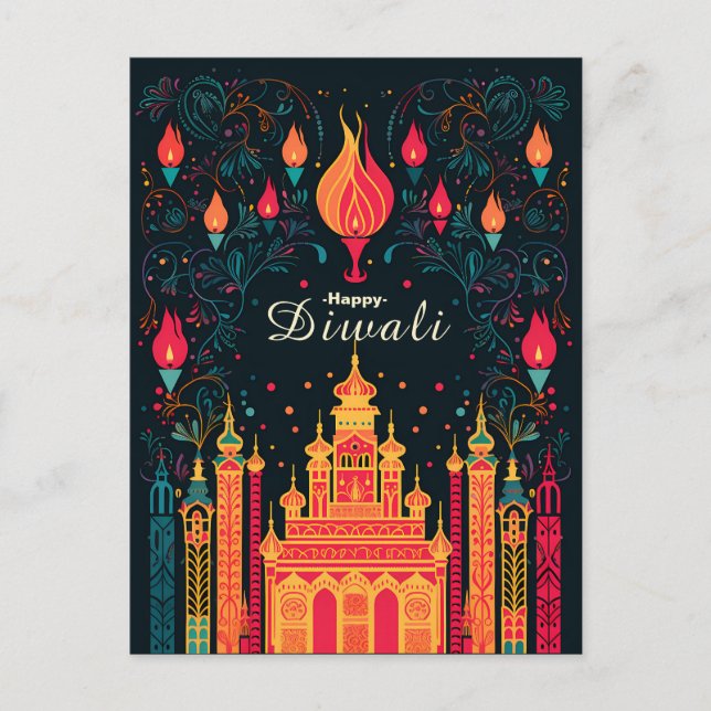 Divine Illumination: A Diwali Celebration Holiday Postcard (Front)