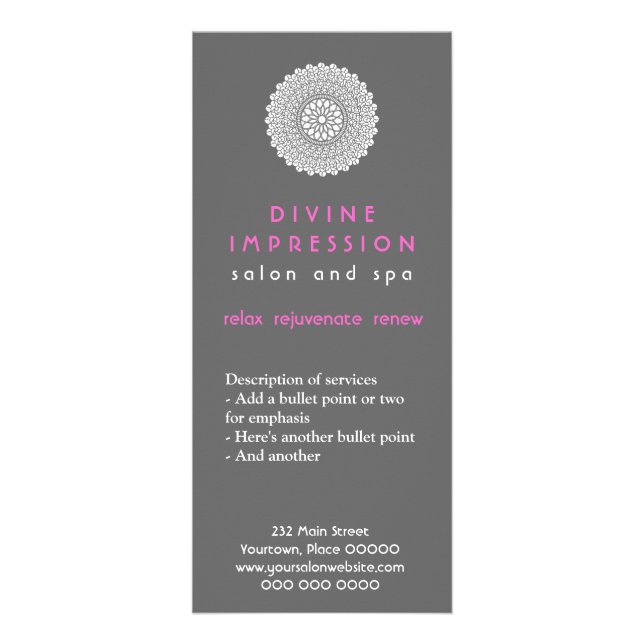 Divine Impression Pink Promotional Rack Card (Front)