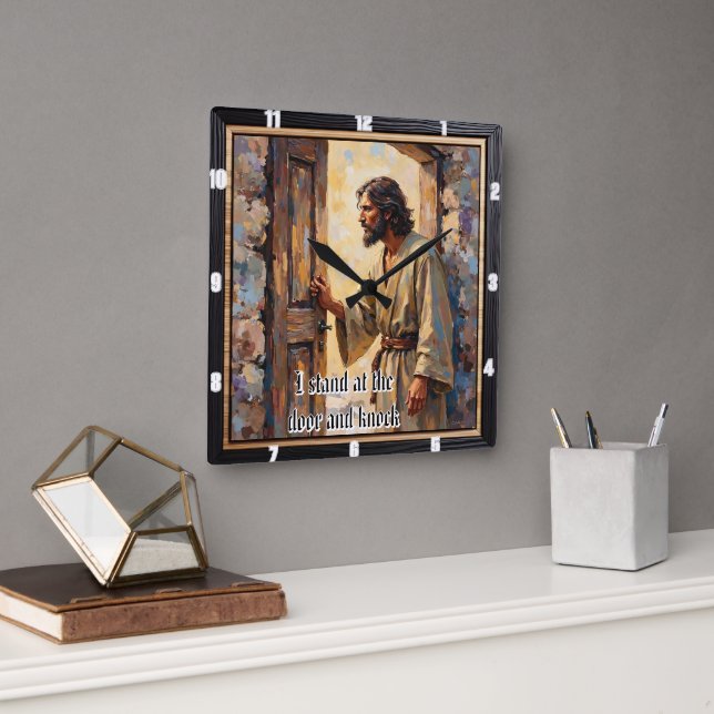 Divine Invitation: Your Heart's Door Square Wall Clock (Office)