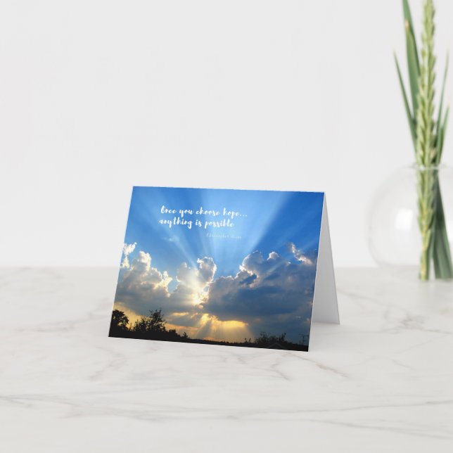 Divine Light Bursting Through Clouds Hope Thank You Card (Front)