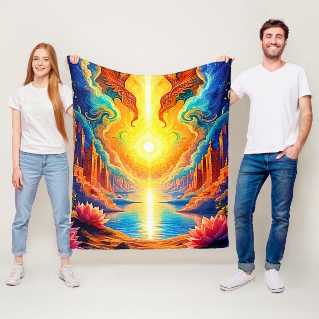 Divine Light City Awakening Fleece Blanket (In Situ)