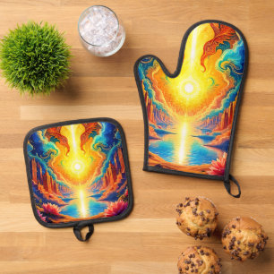 Divine Light City Awakening Oven Mitt & Pot Holder Set