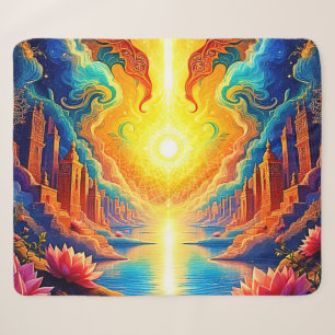Divine Light City Awakening Sherpa Blanket
