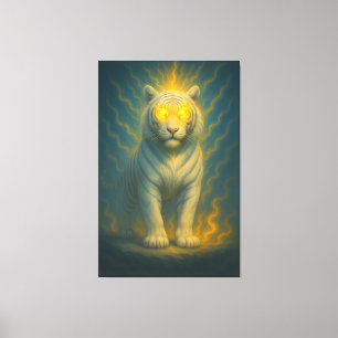 Divine Light-Eyed White Tiger ManJiangHong Fine Canvas Print