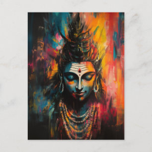Divine Lord Shiva Abstract Rainbow Colour Splash Postcard