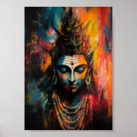 Divine Lord Shiva Abstract Rainbow Colour Splash