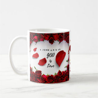 Divine Love Mug: God is Love Red Roses - Christian Coffee Mug