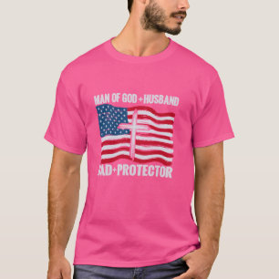 Divine Man of God Husband Dad Protector US Flag Cr T-Shirt