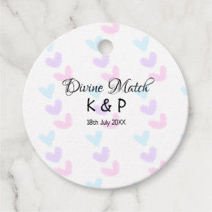 Divine match add couple name letter heart pattern favour tags