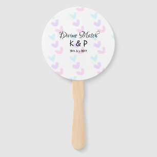 Divine match add couple name letter heart pattern hand fan