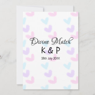 Divine match add couple name letter heart pattern invitation
