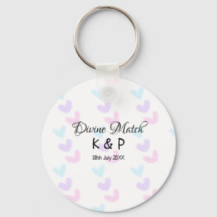 Divine match add couple name letter heart pattern  key ring