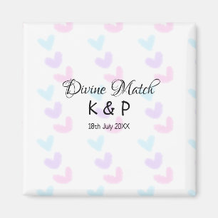 Divine match add couple name letter heart pattern  magnet