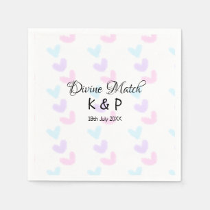 Divine match add couple name letter heart pattern napkin