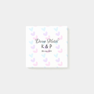 Divine match add couple name letter heart pattern  post-it notes