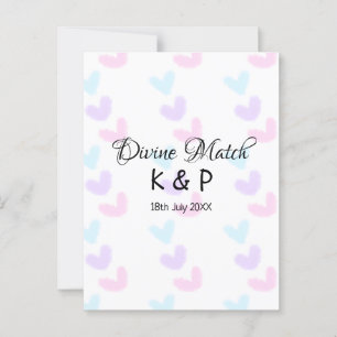 Divine match add couple name letter heart pattern postcard
