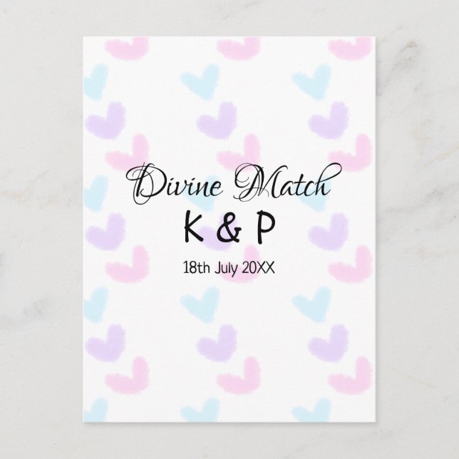 Divine match add couple name letter heart pattern  postcard (Front)