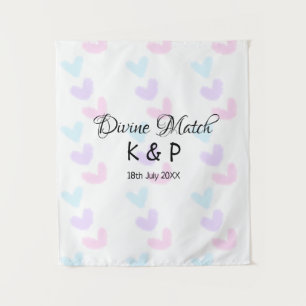 Divine match add couple name letter heart pattern  tapestry