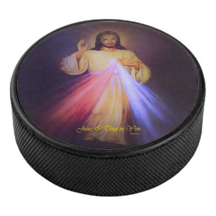 Divine Mercy Gold Hockey Puck