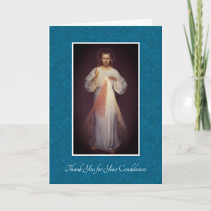 Divine Mercy Jesus  Catholic Condolence Thank You Card
