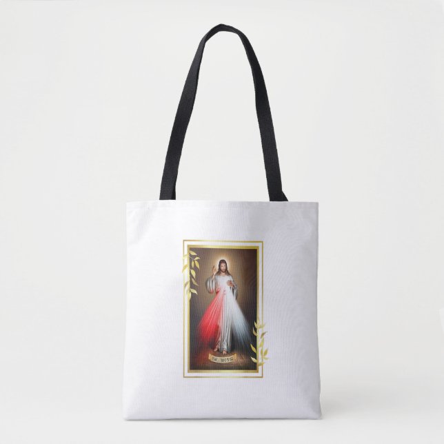 Divine Mercy Jesus Christ Jesus I Trust In You Cat Tote Bag (Front)
