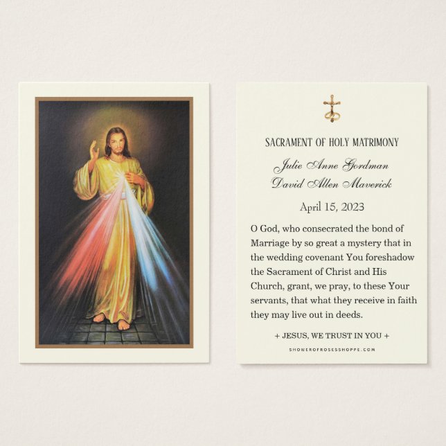 Divine Mercy Jesus Elegant Catholic Wedding Prayer (Front & Back)